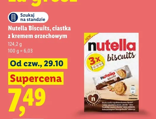 Ciastka z kremem orzechowym Nutella Biscuits promocja w Lidl