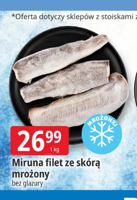 Miruna filet ze skórą mrożony bez glazury promocja w Leclerc