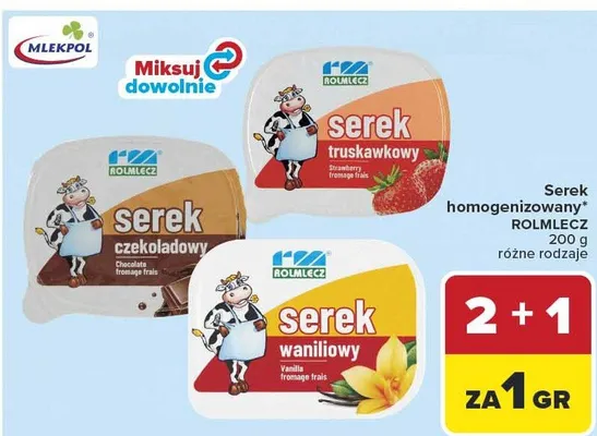 Serek homogenizowany różne rodzaje promocja w Carrefour Market
