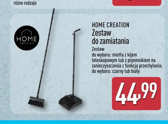 Zestaw do zamiatania miotła z kijem teleskopowym Home Creation promocja w Aldi