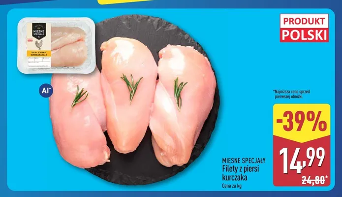Filety z piersi kurczaka Mięsne Specjały promocja w Aldi