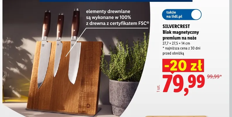 Blok magnetyczny premium na noże Silvercrest 27,7x27,5x14 cm promocja w Lidl