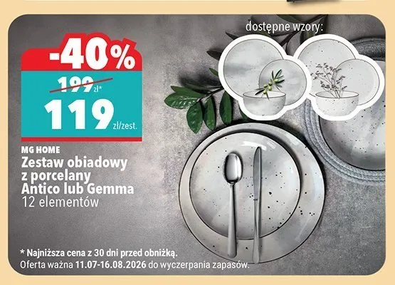 Zestaw obiadowy z porcelany MG Home Antico 12-elementowy promocja w Biedronka