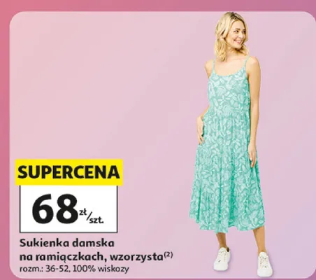 Sukienka damska na ramiączkach wzorzysta Inextenso rozm. 36-52 100% wiskozy promocja w Auchan