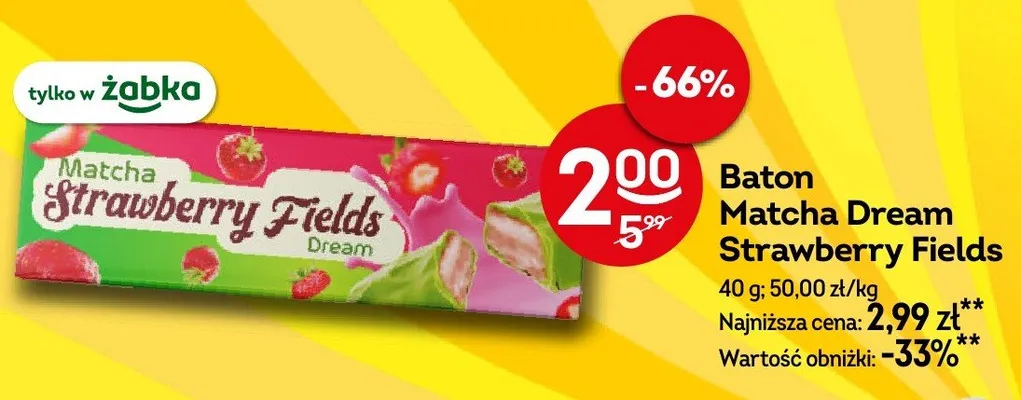 Baton Matcha Dream Strawberry Fields promocja w Żabka