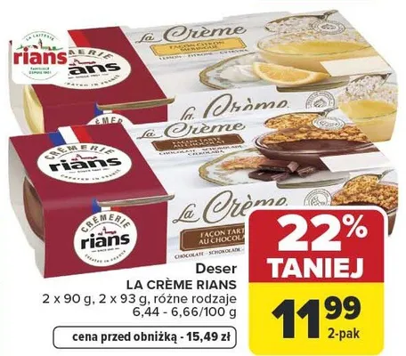 Deser La Crème Rians różne rodzaje promocja w Carrefour Market