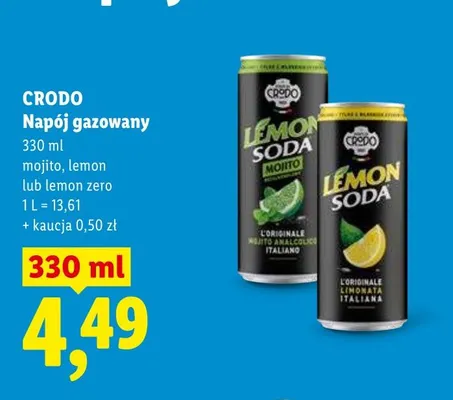 Napój gazowany Crodo lemon zero promocja w Lidl