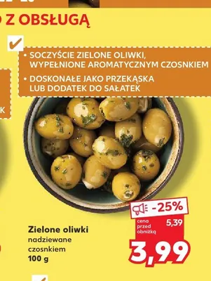 Zielone oliwki nadziewane czosnkiem promocja w Kaufland