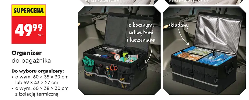Organizer do bagażnika 60x38x30 cm z izolacją termiczną promocja w Biedronka