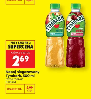 Napój niegazowany Tymbark jabłko wiśnia promocja w Biedronka