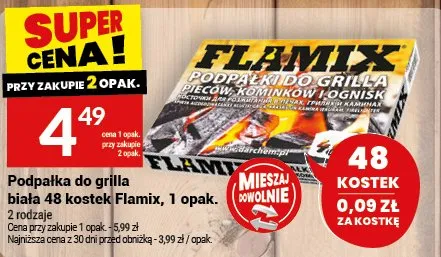 Podpałka do grilla biała 48 kostek Flamix promocja w Twój Market