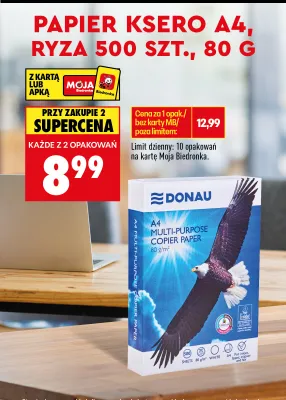 Papier ksero A4 Donau 80 g promocja w Biedronka