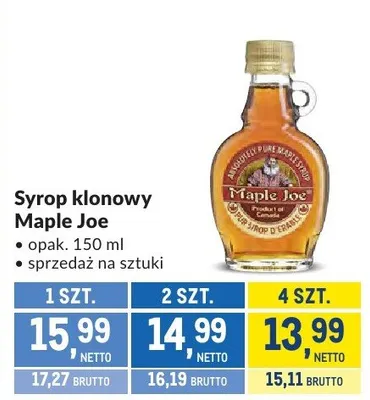 Syrop klonowy Maple Joe promocja w Makro