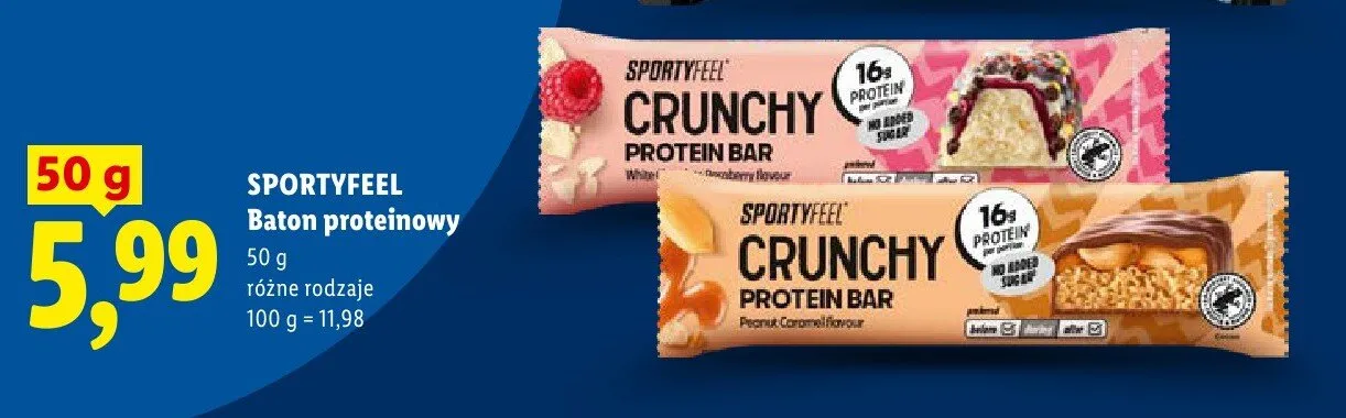 Baton proteinowy Sportyfeel Crunchy Protein Bar White Strawberry promocja w Lidl