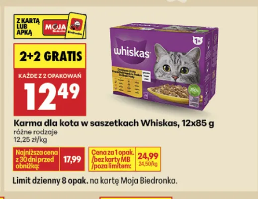 Karma dla kota w saszetkach Whiskas 12-pak promocja w Biedronka