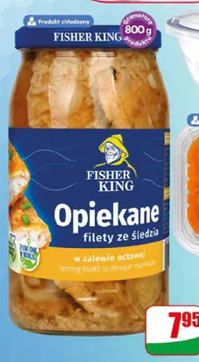 Filety śledziowe opiekane w zalewie octowej Fisher King promocja w Dino