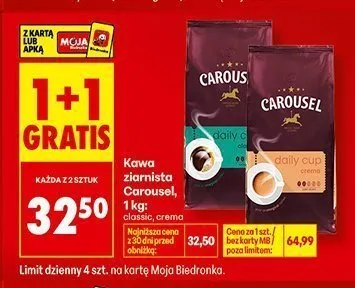 Kawa ziarnista Carousel Classic promocja w Biedronka