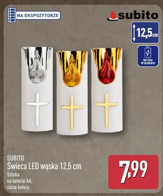 Świeca LED wąska 12,5 cm Subito promocja w Aldi