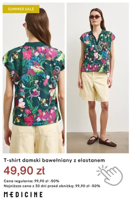 T-shirt damski bawełniany z elastanem Medicine promocja w Medicine