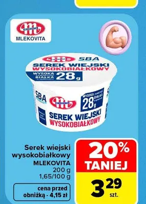 Serek wiejski wysokobiałkowy Mlekovita promocja w Carrefour
