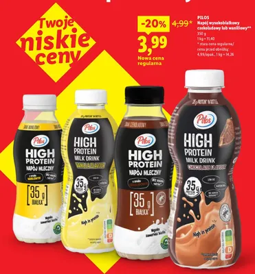 Napój wysokobiałkowy czekoladowy Pilos promocja w Lidl