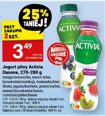 Jogurt pitny Activia Danone, 270-280 g promocja w Twój Market
