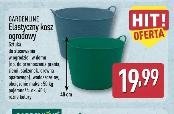 Elastyczny kosz ogrodowy 40 l Gardenline promocja w Aldi