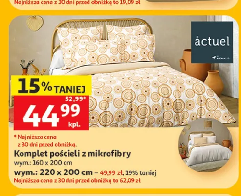 Komplet pościeli z mikrofibry Actuel 220x200 cm promocja w Auchan