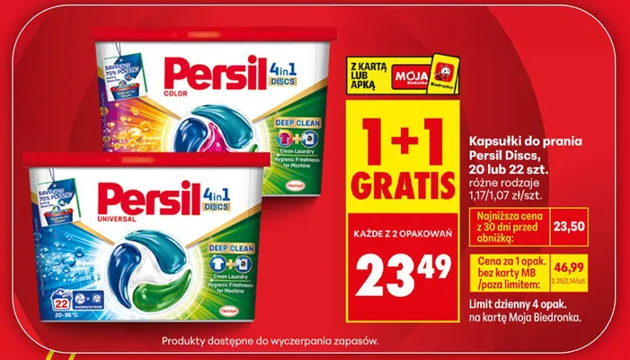 Kapsułki do prania Persil 4in1 Discs Color promocja w Biedronka