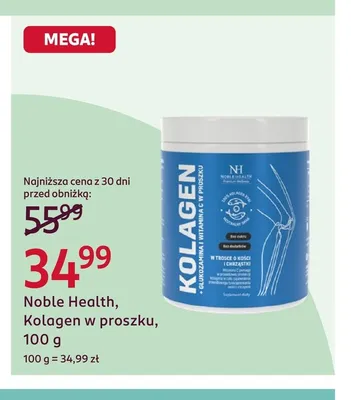 Kolagen w proszku Noble Health promocja w Rossmann