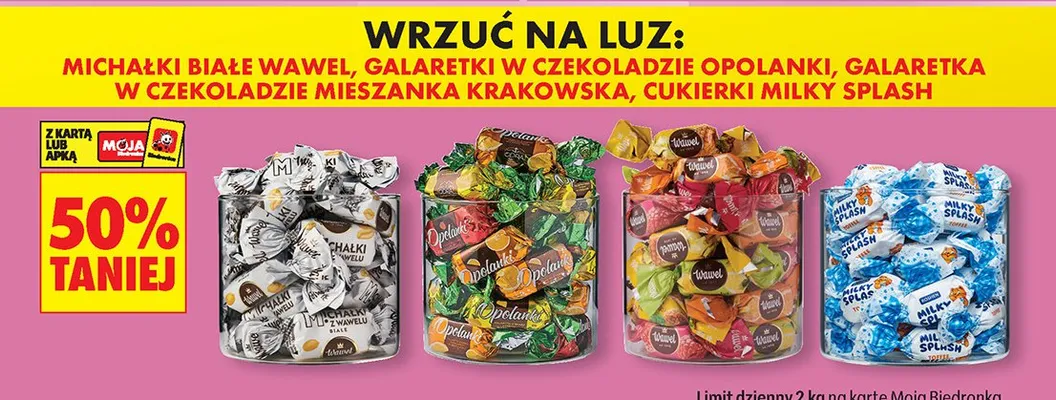 Wybrane cukierki na wagę -50% promocja w Biedronka