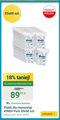 Płatki dla niemowląt Kindii Pure 20-pak 60 szt. promocja w ERLI
