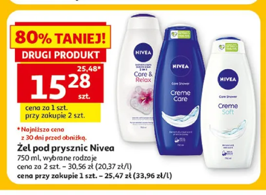 Żel pod prysznic Nivea Creme Care promocja w Auchan