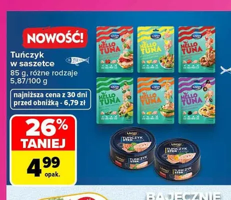 Tuńczyk w saszetce Lisner promocja w Carrefour