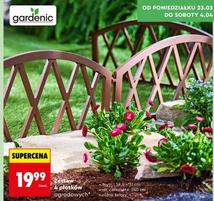 Zestaw 4 płotków ogrodowych promocja w Biedronka