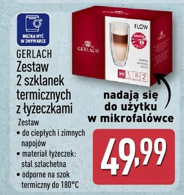 Zestaw 2 szklanek termicznych z łyżeczkami promocja w Aldi
