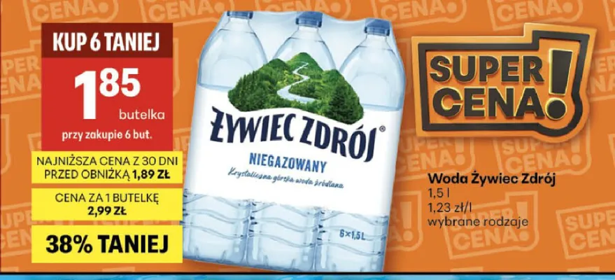 Woda niegazowana Żywiec Zdrój promocja w Delikatesy Centrum