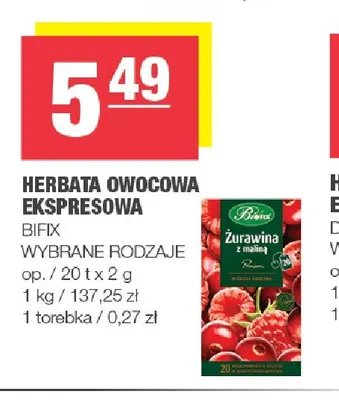 Herbata owocowa ekspresowa Bifix promocja w SPAR