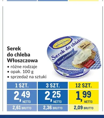 Serek do chleba Włoszczowa promocja w Makro