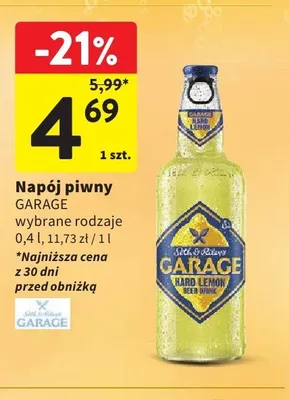 Napój piwny Garage Hard Lemon promocja w Intermarche