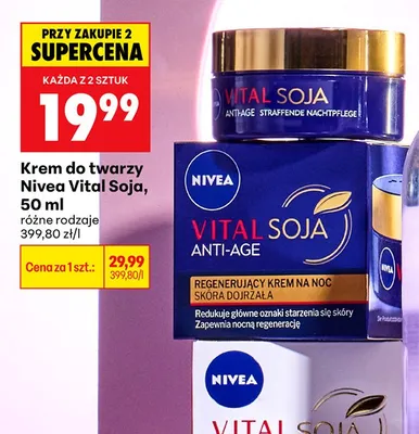 Krem do twarzy Nivea Vital Soja Anti-Age Regenerujący na noc promocja w Biedronka