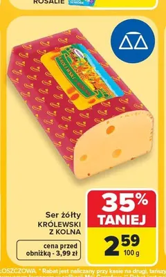 Ser żółty Królewski z Kolna Mlekpol promocja w Carrefour