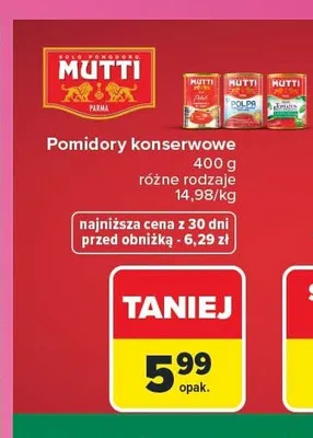 Pomidory konserwowe Mutti Pelati promocja w Carrefour