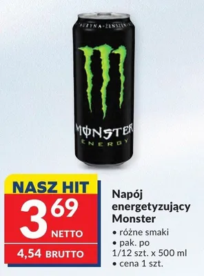 Napój energetyzujący Monster różne smaki promocja w Makro
