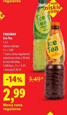 Napój Ice Tea Peach Freeway promocja w Lidl