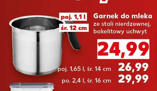 Garnek do mleka ze stali nierdzewnej 1,1 l promocja w Kaufland