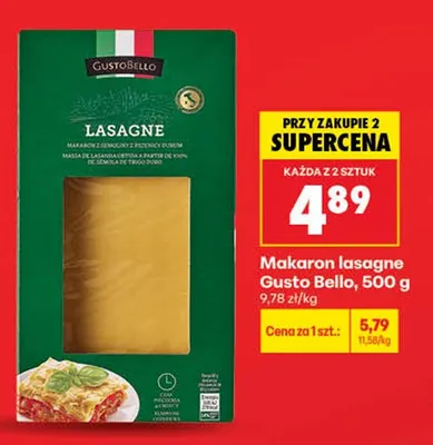 Makaron lasagne Gusto Bello promocja w Biedronka