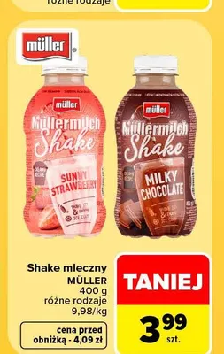 Shake mleczny Müller promocja w Carrefour