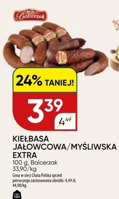 Kiełbasa jałowcowa/myśliwska extra promocja w Chata Polska