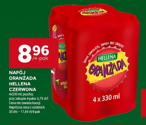Napój Oranżada Hellena czerwona 4-pak promocja w Stokrotka